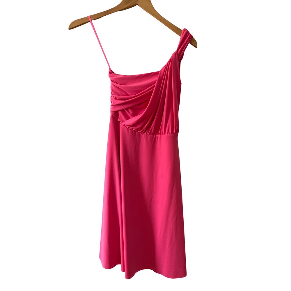 Ann Taylor Y2K One shoulder Mini Dress Hot Pink